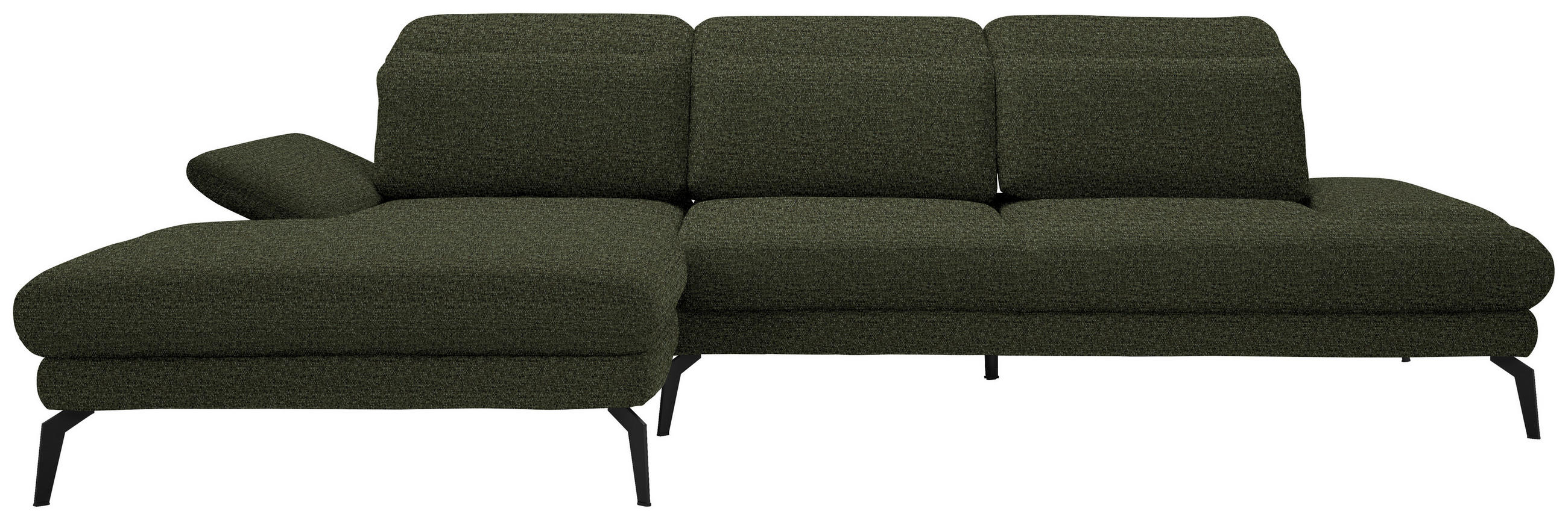 ECKSOFA Olivgrün Webstoff  - Schwarz/Olivgrün, Design, Textil/Metall (180/289cm) - Stylife