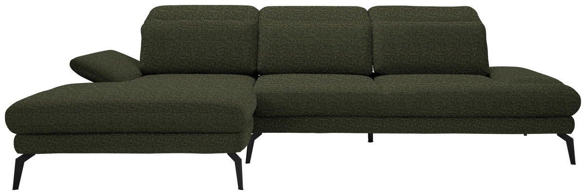 ECKSOFA in Webstoff Olivgrün  - Schwarz/Olivgrün, Design, Textil/Metall (180/289cm) - Stylife