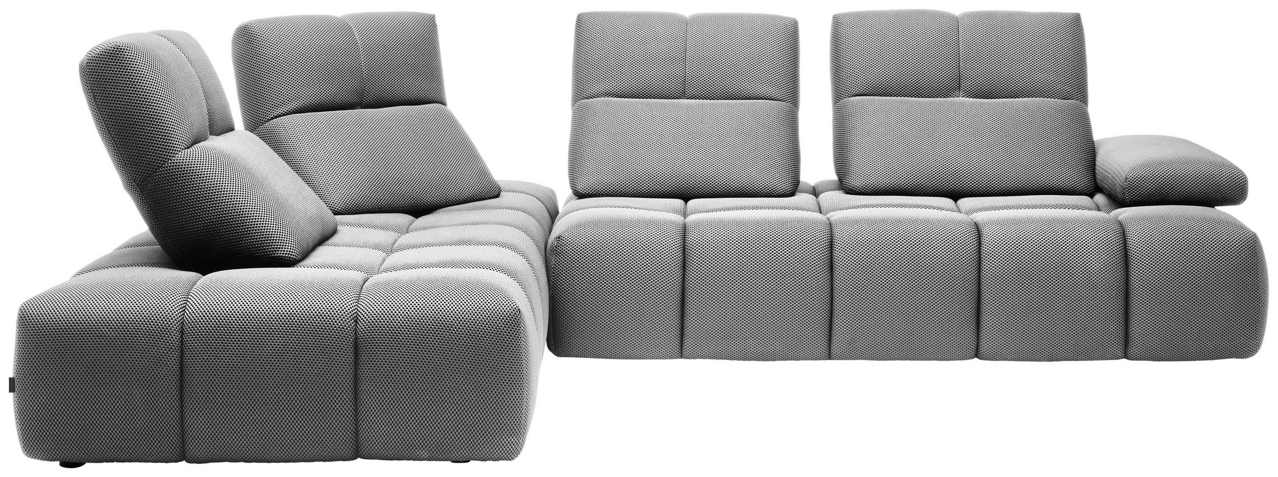 ECKSOFA in Struktur Grauweiss  - Schwarz/Grauweiss, Design, Kunststoff/Textil (233/313cm) - Emilio Belluti