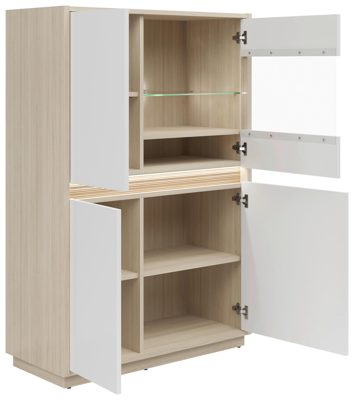 VITRINE Weiss, Eichefarben  95/141,5/42 cm  - Weiss/Eichefarben, Konventionell, Glas/Holzwerkstoff (95/141,5/42cm) - Hom`in
