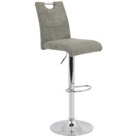 BARHOCKER Mikrofaser Grau Sitzfläche 360° drehbar, mit Griff  - Chromfarben/Grau, KONVENTIONELL, Textil/Metall (38/97-119/50cm) - Carryhome