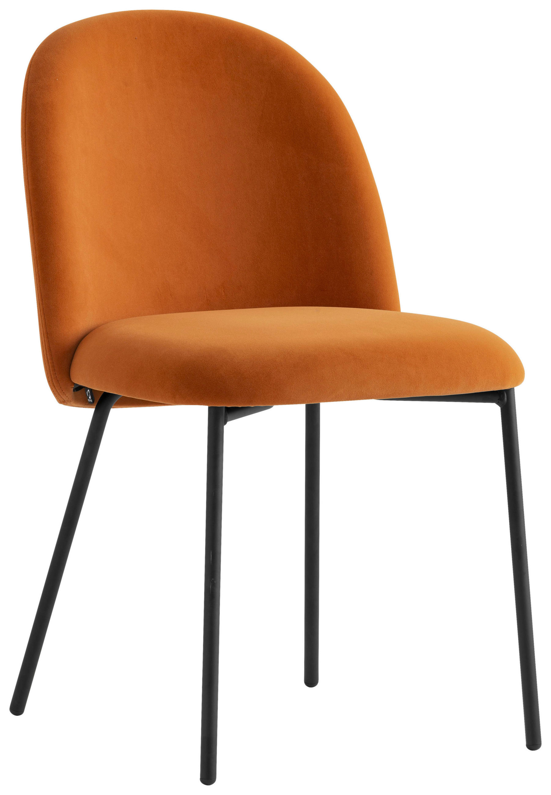 STUHL Samt Orange, Schwarz  - Schwarz/Orange, Design, Textil/Metall (46/81/57cm) - Connubia 