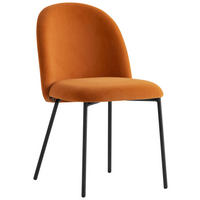 STUHL Samt Orange, Schwarz  - Schwarz/Orange, Design, Textil/Metall (46/81/57cm) - Connubia 