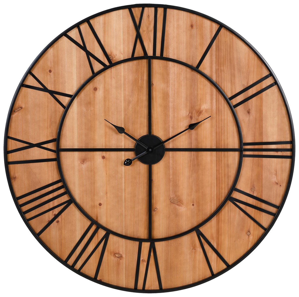 WANDUHR Naturfarben, Schwarz 96/96/3 cm  - Schwarz/Naturfarben, Design, Holzwerkstoff/Metall (96/96/3cm) - MID.YOU