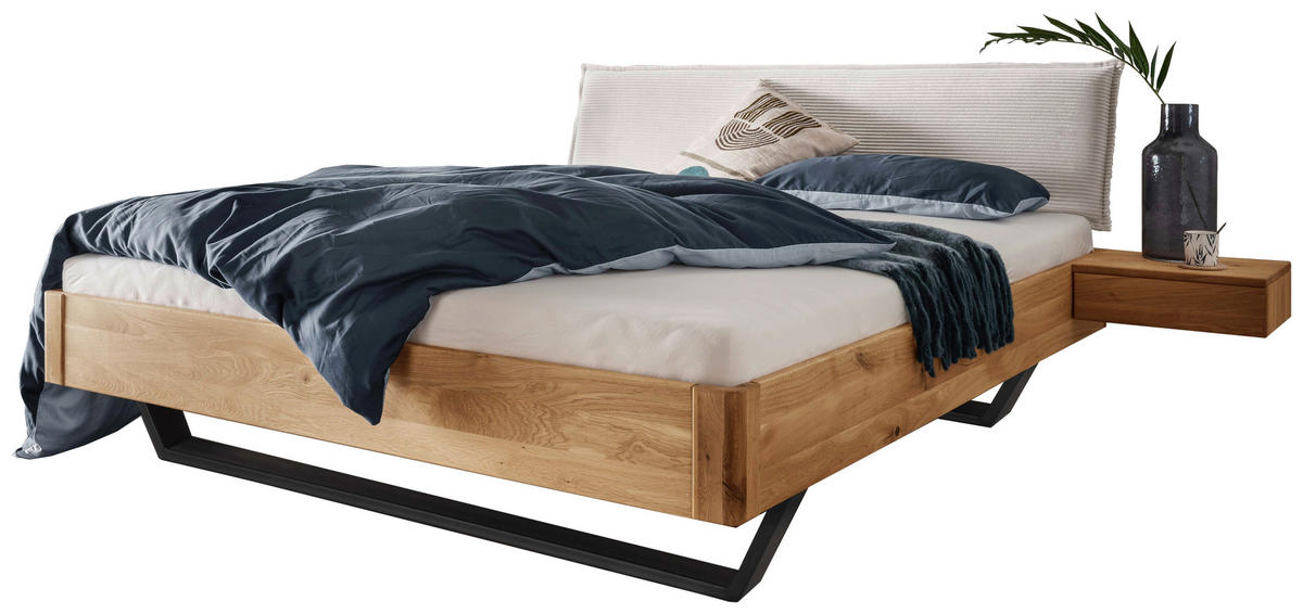 BALKENBETT 140/220 cm  in Beige, Wildeiche  - Wildeiche/Beige, Natur, Holz/Textil (140/220cm) - Linea Natura