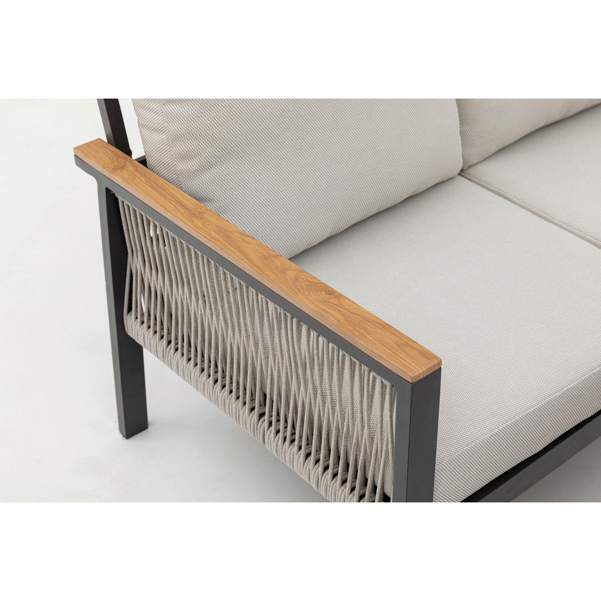 DINING-LOUNGESET Aluminium  - Ecru/Anthrazit, MODERN, Textil/Metall - Gardenson