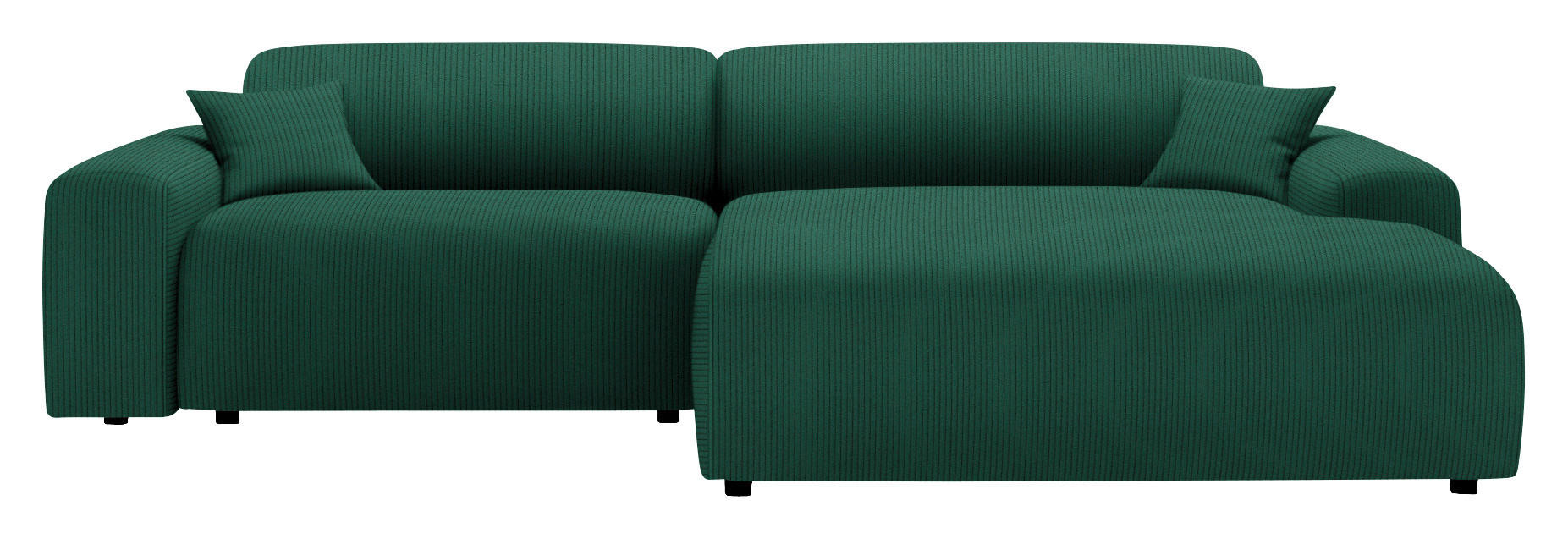 ECKSOFA in Velours, Feincord Waldgrün  - Waldgrün/Schwarz, Design, Kunststoff/Textil (292/178cm) - Livetastic