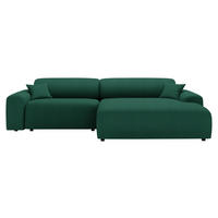 ECKSOFA in Velours, Feincord Waldgrün  - Waldgrün/Schwarz, Design, Kunststoff/Textil (292/178cm) - Livetastic