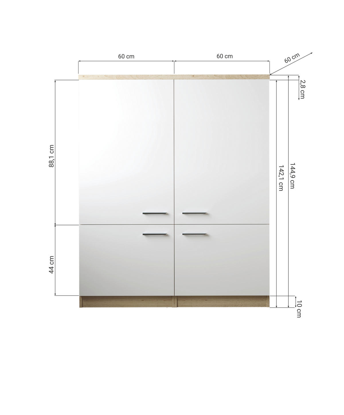 MULTISKÅP  - silver/ekfärgad, Basics, metall/trämaterial (120/144,9/60cm) - Respekta