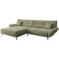 ECKSOFA in Chenille Grün  - Wildeiche/Grün, Modern, Holz/Textil (166/290cm) - MID.YOU