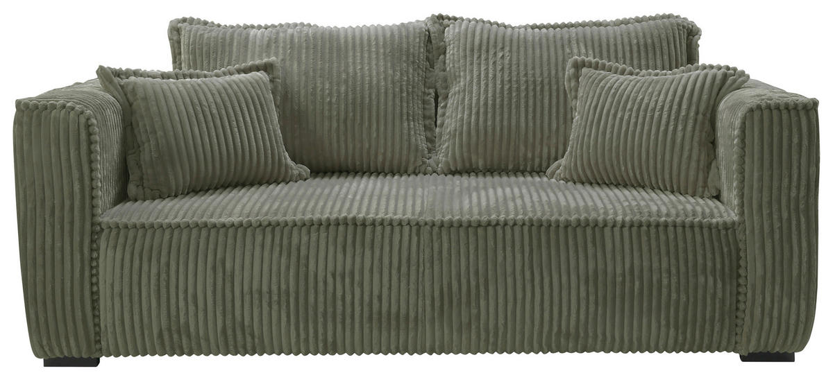 SOFA in Cord Grün  - Schwarz/Grün, Design, Holz/Textil (223/95/121cm) - MID.YOU