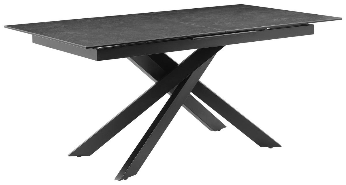 ESSTISCH 168-210/90/76 cm  Metall, Glas, Keramik ausziehbar rechteckig Grau, Schwarz  - Schwarz/Grau, MODERN, Glas/Keramik (168-210/90/76cm) - P & B
