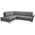 ECKSOFA in Chenille Grau  233/288 cm  - Schwarz/Grau, Natur, Textil/Metall (233/288cm) - Valnatura