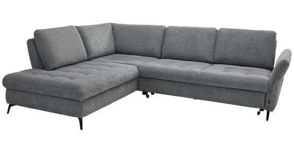 ECKSOFA in Chenille Grau  233/288 cm  - Schwarz/Grau, Natur, Textil/Metall (233/288cm) - Valnatura