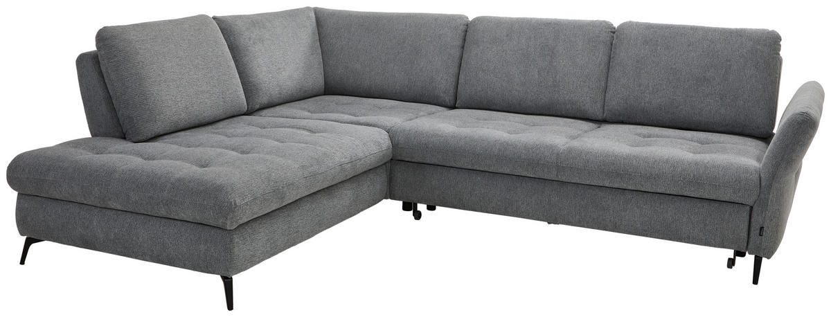 ECKSOFA Grau Chenille  - Schwarz/Grau, Natur, Textil/Metall (233/288cm) - Valnatura