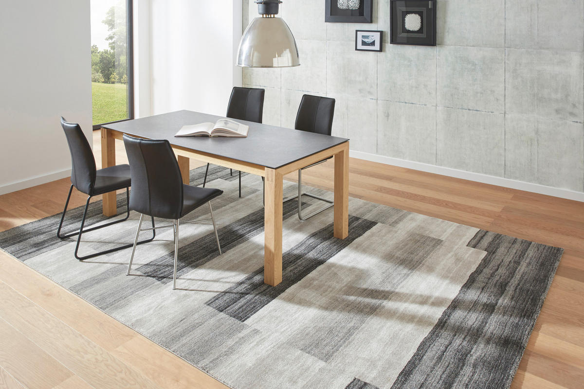 STUHL  in Edelstahl Echtleder pigmentiert Metall, Leder  - Edelstahlfarben/Schwarz, Design, Leder/Metall (46/93/57cm) - Dieter Knoll