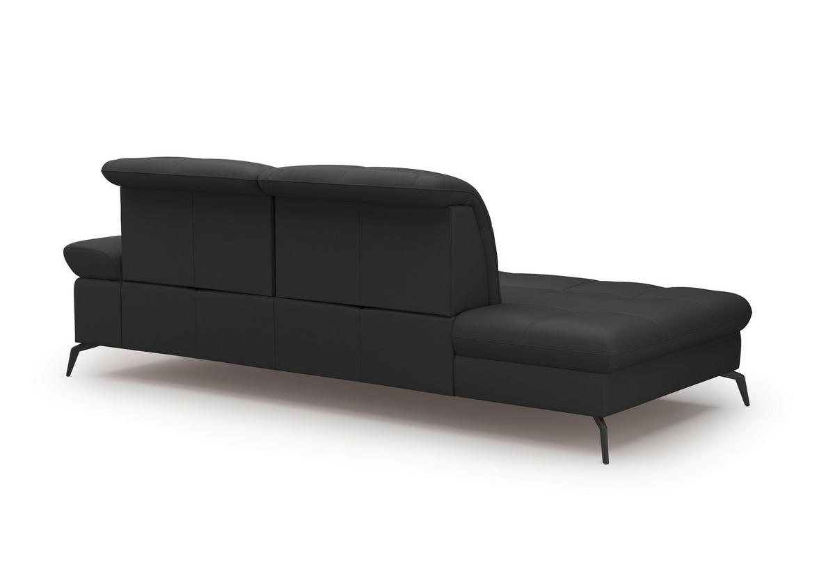 RÉCAMIERE in Echtleder Schwarz  - Schwarz, Konventionell, Leder/Metall (231/90/122cm) - Sit & More
