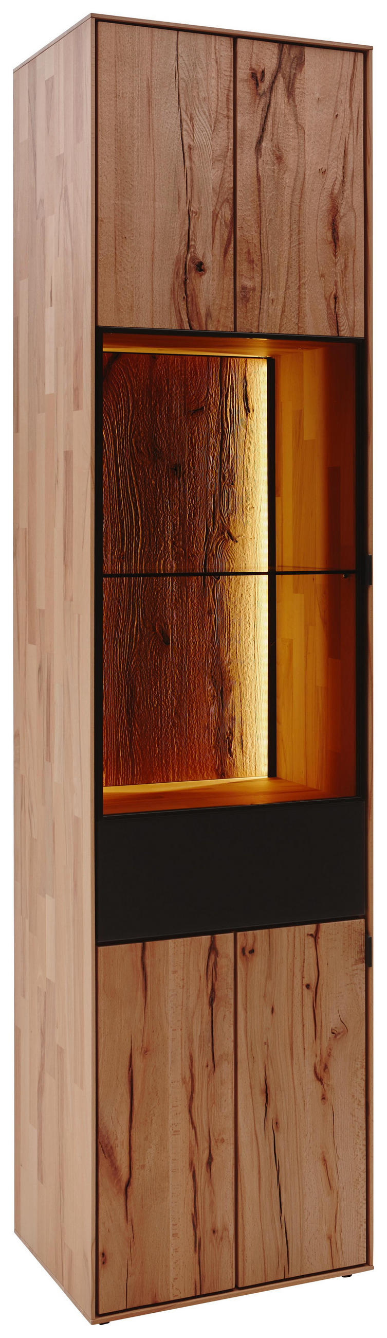 Vitrine in massiv Buche Anthrazit, Buchefarben