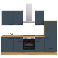 KÜCHENLEERBLOCK 270 cm   in Blau, Eichefarben  - Blau/Eichefarben, MODERN, Holzwerkstoff/Metall (270cm) - Nobilia