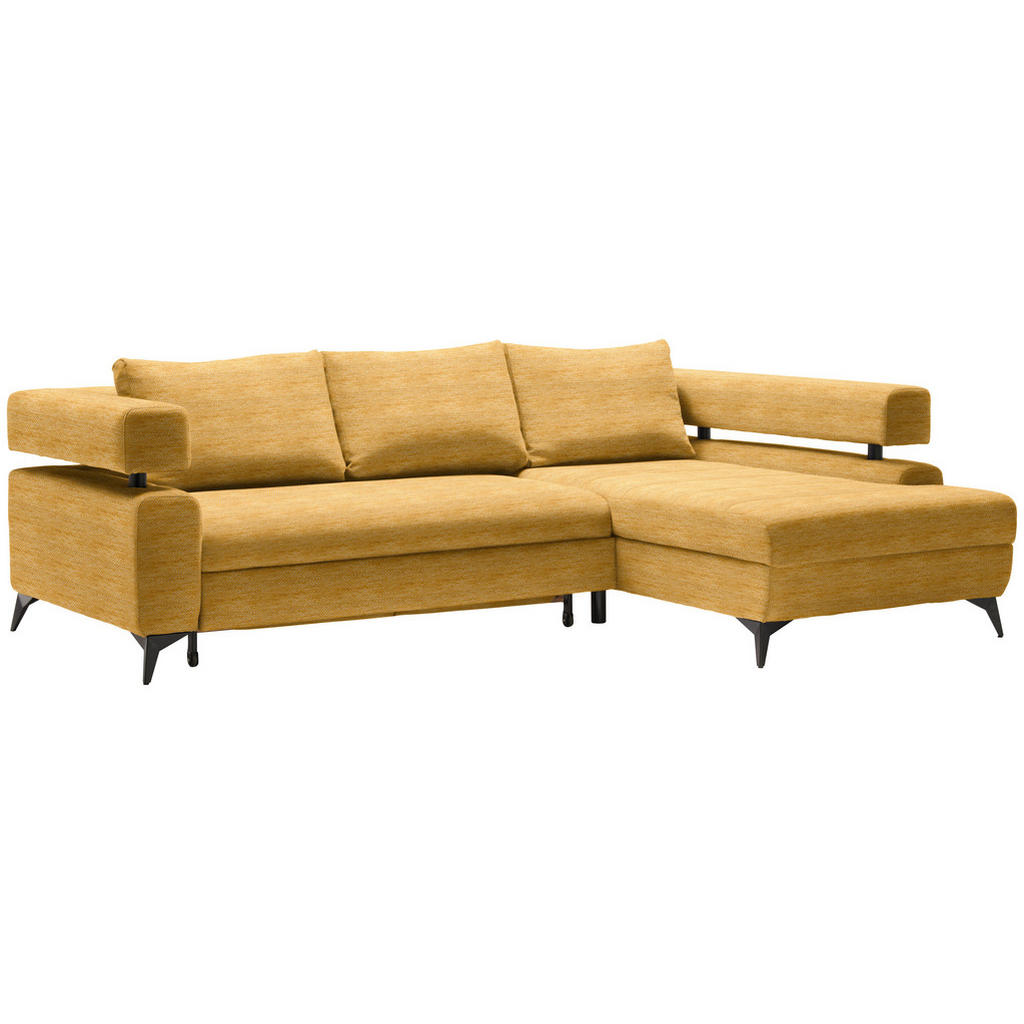 Thumbnail - Hom`in Ecksofa, Currygelb, Textil, 4-Sitzer, Füllung: Schaumstoff, Ottomane rechts, L-Form, 265x75-89x184 cm, Stoffauswa...