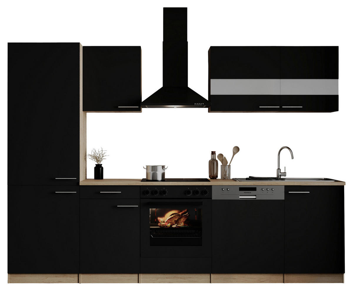 MODULKÖK 280 cm   i svart  - stålfärgad/svart, Basics, metall/trämaterial (280cm) - Respekta