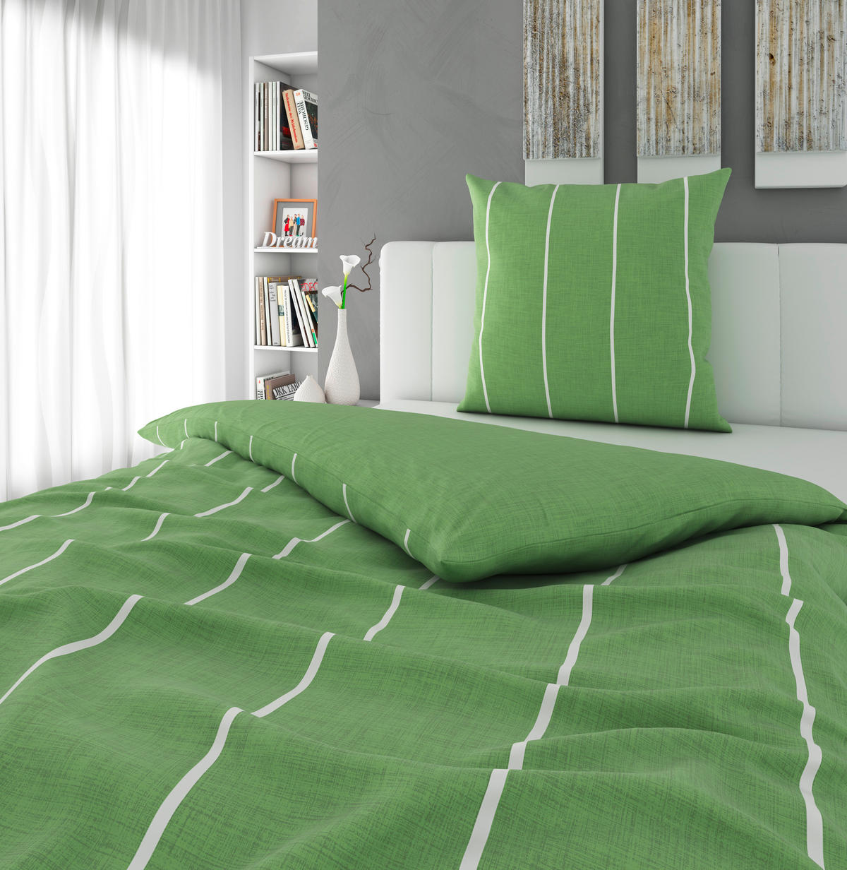 WENDEBETTWÄSCHE Crest Renforcé 135/200 cm  - Grün, Textil (135/200cm) - Novel