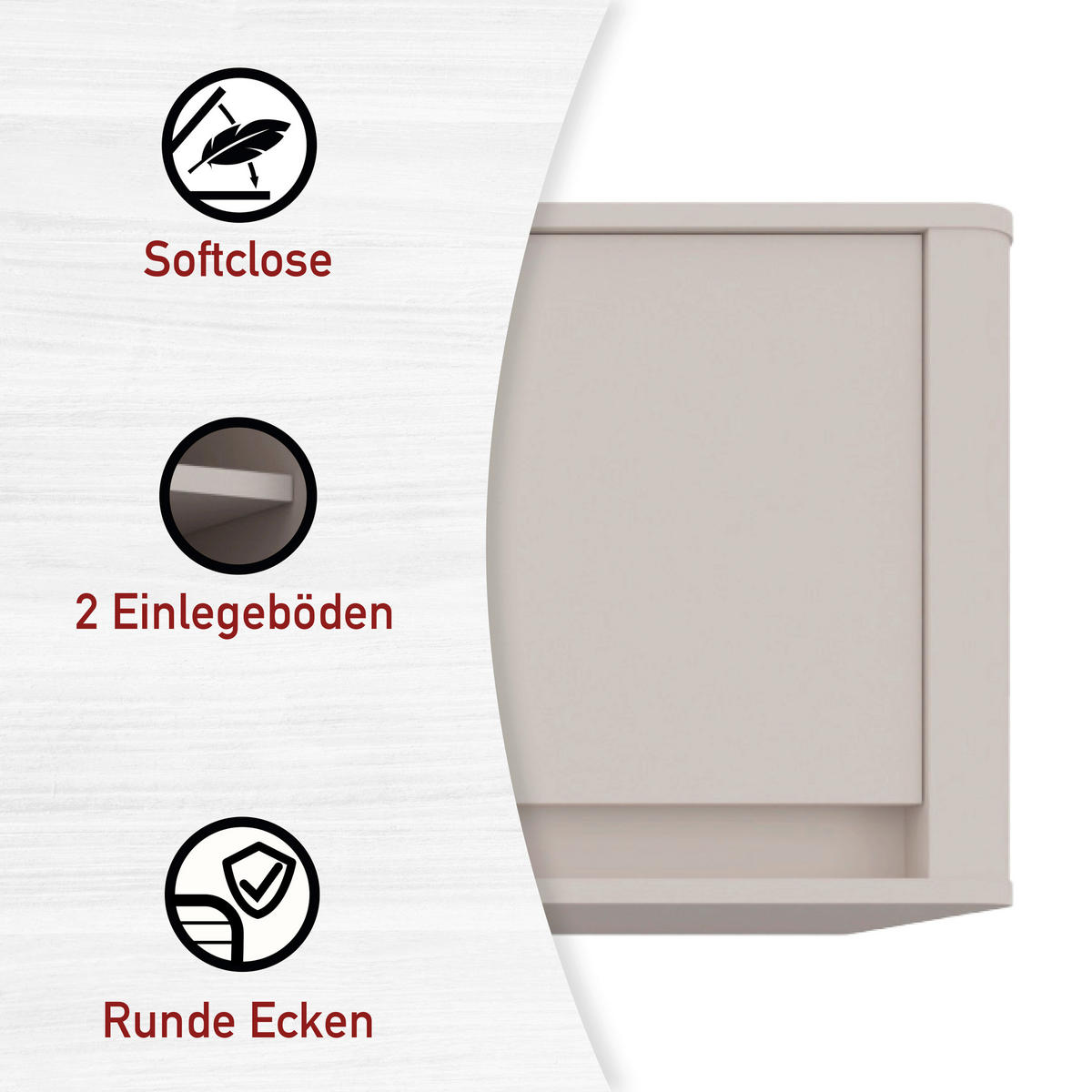 KÜCHENOBERSCHRANK 133,2/35/46 cm  in Kaschmir  - Kaschmir, MODERN, Holzwerkstoff (133,2/35/46cm) - home24