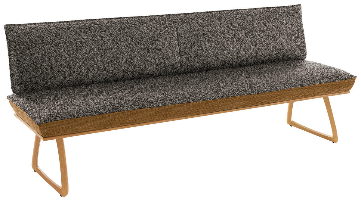 SITZBANK Holz, Textil Dunkelbraun, Currygelb, Wildeiche  - Currygelb/Wildeiche, Design, Holz/Textil (214/88/66cm) - Koinor