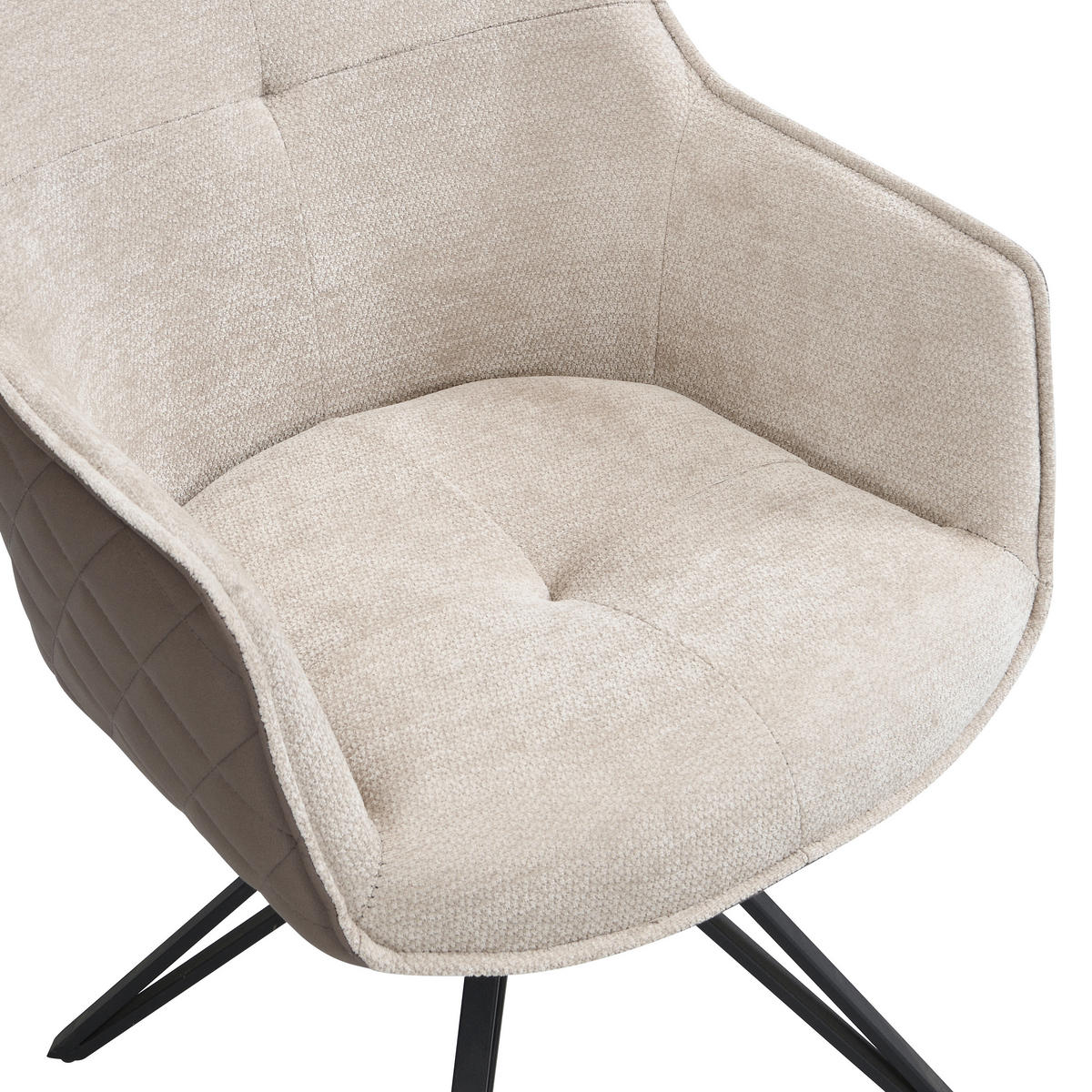 ARMLEHNSTUHL   Webstoff  Braun, Schwarz, Dunkelbraun  - Dunkelbraun/Schwarz, MODERN, Textil/Metall (57/82/61cm) - Livetastic