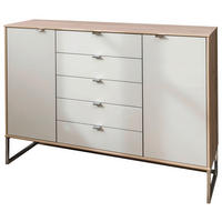 KOMÓD 141/105/43 cm  - krómszínű, Basics, faalapú anyag/üveg (141/105/43cm) - Venda