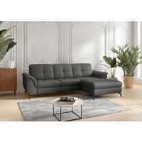 ECKSOFA in Vliesstoff Kombination Echtleder/Stoff Anthrazit  262/164 cm  - Anthrazit/Schwarz, MODERN, Leder/Textil (262/164cm) - Sit & More