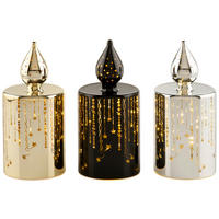 LED GYERTYA 7,5/15 cm  - fekete/aranyszínű, Lifestyle, műanyag/Üveg (7,5/15cm) - X-Mas