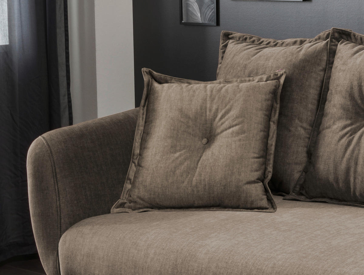 3-SITZER-SOFA in Velours Braun  - Schwarz/Braun, Modern, Holz/Textil (236/94/103cm) - Livetastic