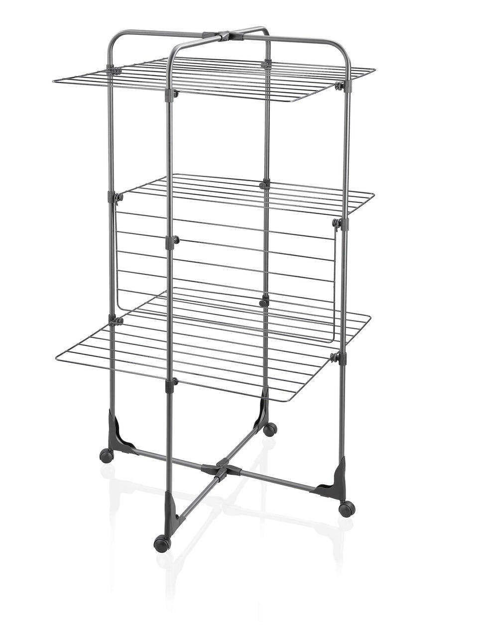 TURMWÄSCHETROCKNER CLASSIC TOWER 270 BLACK 68/68/126 cm  - Schwarz, Basics, Kunststoff (68/68/126cm) - Leifheit