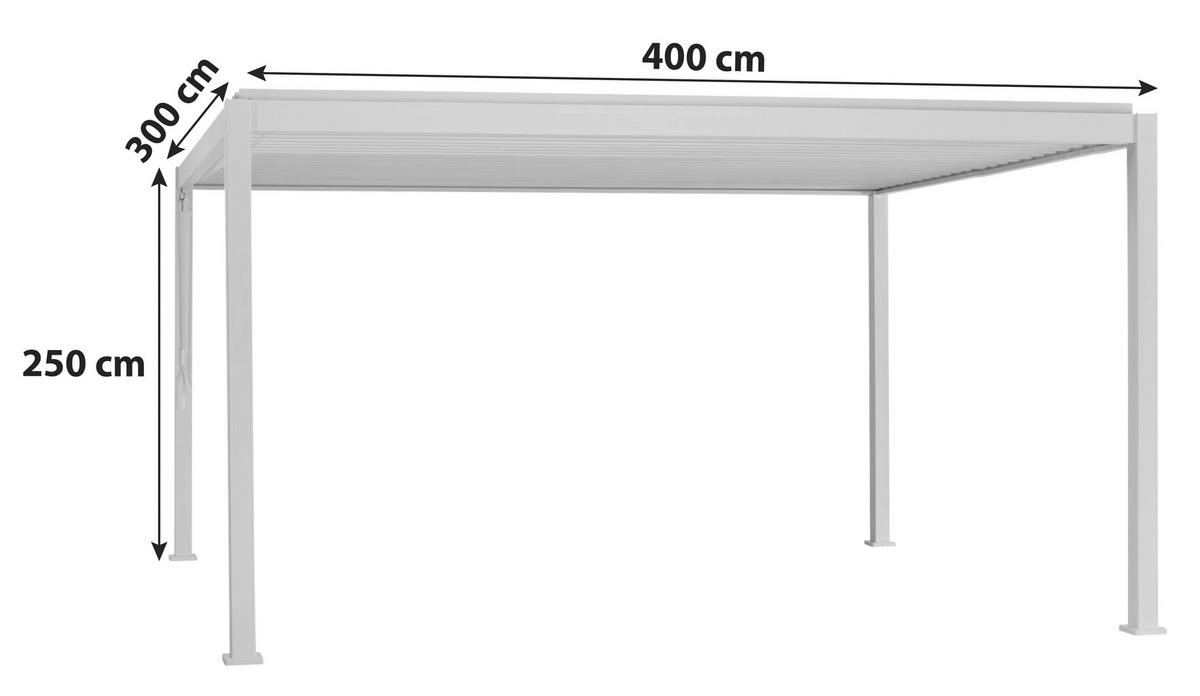 Pavillon "Mirador" 400/250/300 cm Aluminium  - Weiß, MODERN, Metall (400/250/300cm) - Gardenson