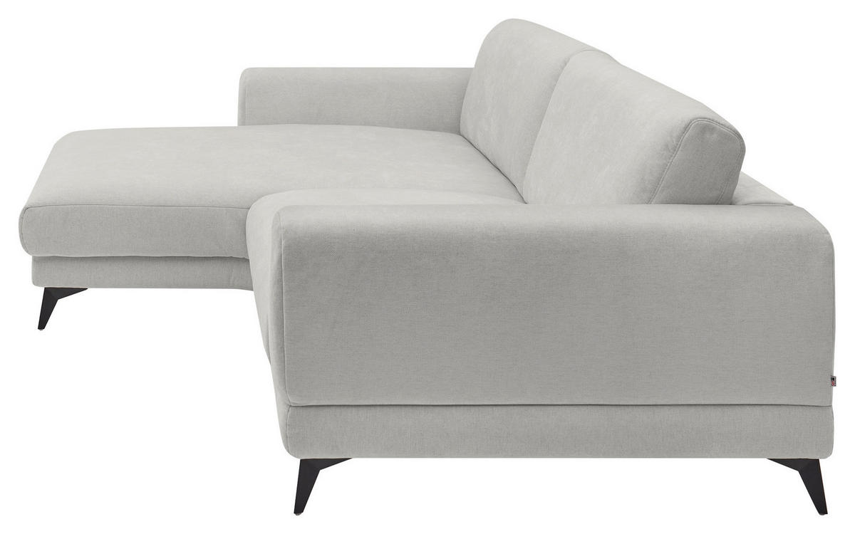 ECKSOFA Hellgrau Chenille  - Hellgrau/Schwarz, KONVENTIONELL, Textil/Metall (194/292cm) - SetOne by Musterring