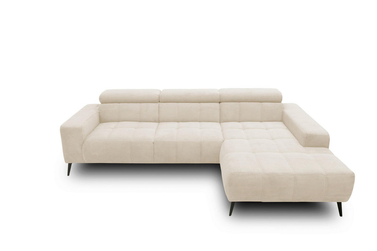 ECKSOFA TRENTO Creme Mikrofaser  - Dunkelgrau/Creme, MODERN, Textil/Metall (287/175cm) - MID.YOU