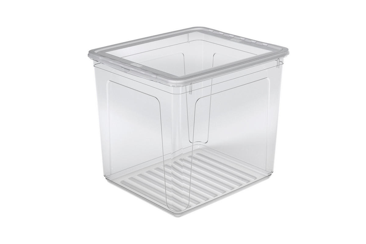 DOBOZ TETŐVEL 59/39/18 cm  - áttetsző, Basics, műanyag (59/39/18cm)