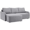 ECKSOFA in Cord Hellgrau  - Hellgrau/Schwarz, KONVENTIONELL, Kunststoff/Textil (217/146cm) - Carryhome