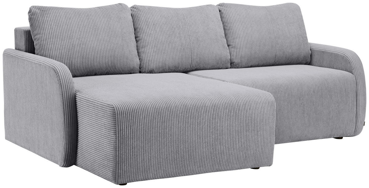 ECKSOFA Grau Cord  - Schwarz/Grau, KONVENTIONELL, Kunststoff/Textil (217/146cm) - Carryhome
