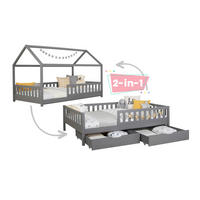 STAURAUMBETT 90/200 cm  in Hellgrau  - Hellgrau/Naturfarben, MODERN, Holz (90/200cm) - MID.YOU