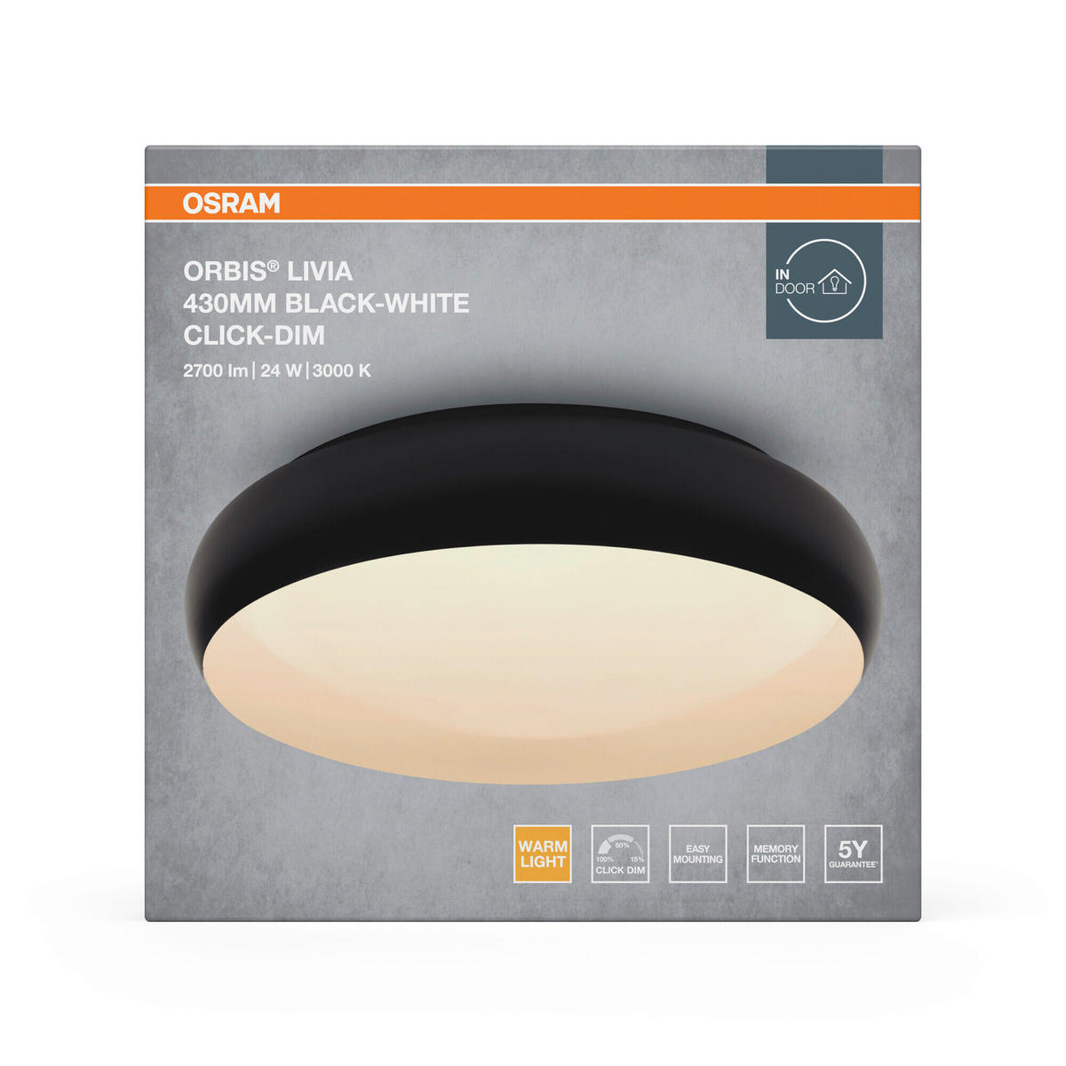 LED-DECKENLEUCHTE 43/11.5 cm   - Design, Kunststoff/Metall (43/11.5cm) - Osram