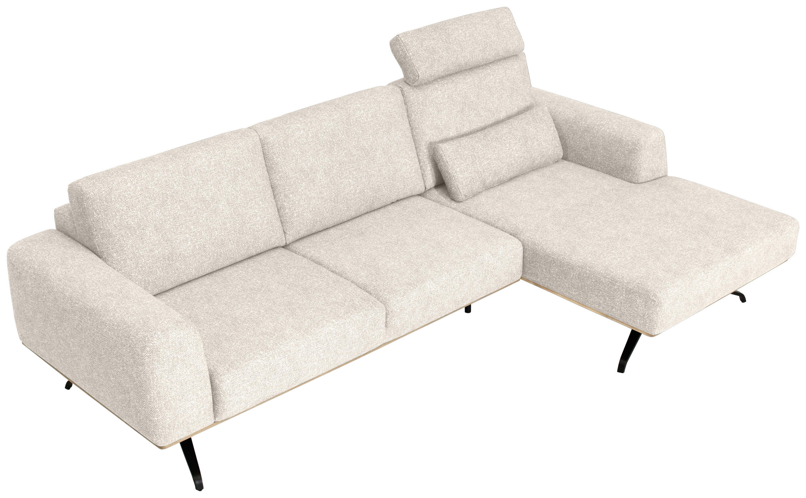 CANAPÉ D'ANGLE in Struktur Beige  - Beige/Schwarz, Design, Textil/Metall (262/157cm) - Novel