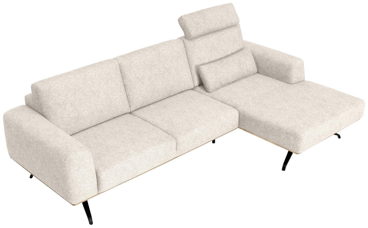 ECKSOFA in Struktur Beige  - Beige/Schwarz, Design, Textil/Metall (262/157cm) - Novel