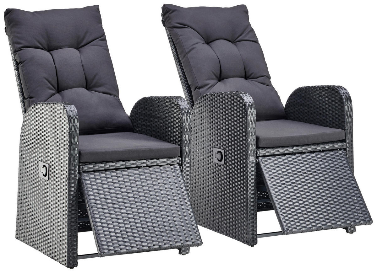 LOUNGESESSEL Schwarz Stahl  - Schwarz, MODERN, Kunststoff/Textil (57/105/73cm) - Ambia Garden