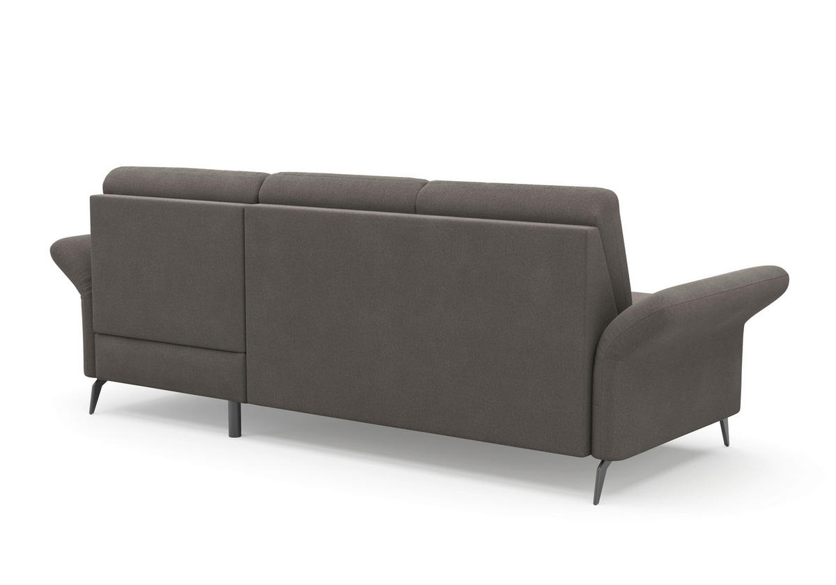 ECKSOFA in Flachgewebe Graphitfarben  251/164 cm  - Schwarz/Graphitfarben, KONVENTIONELL, Textil/Metall (251/164cm) - Sit & More