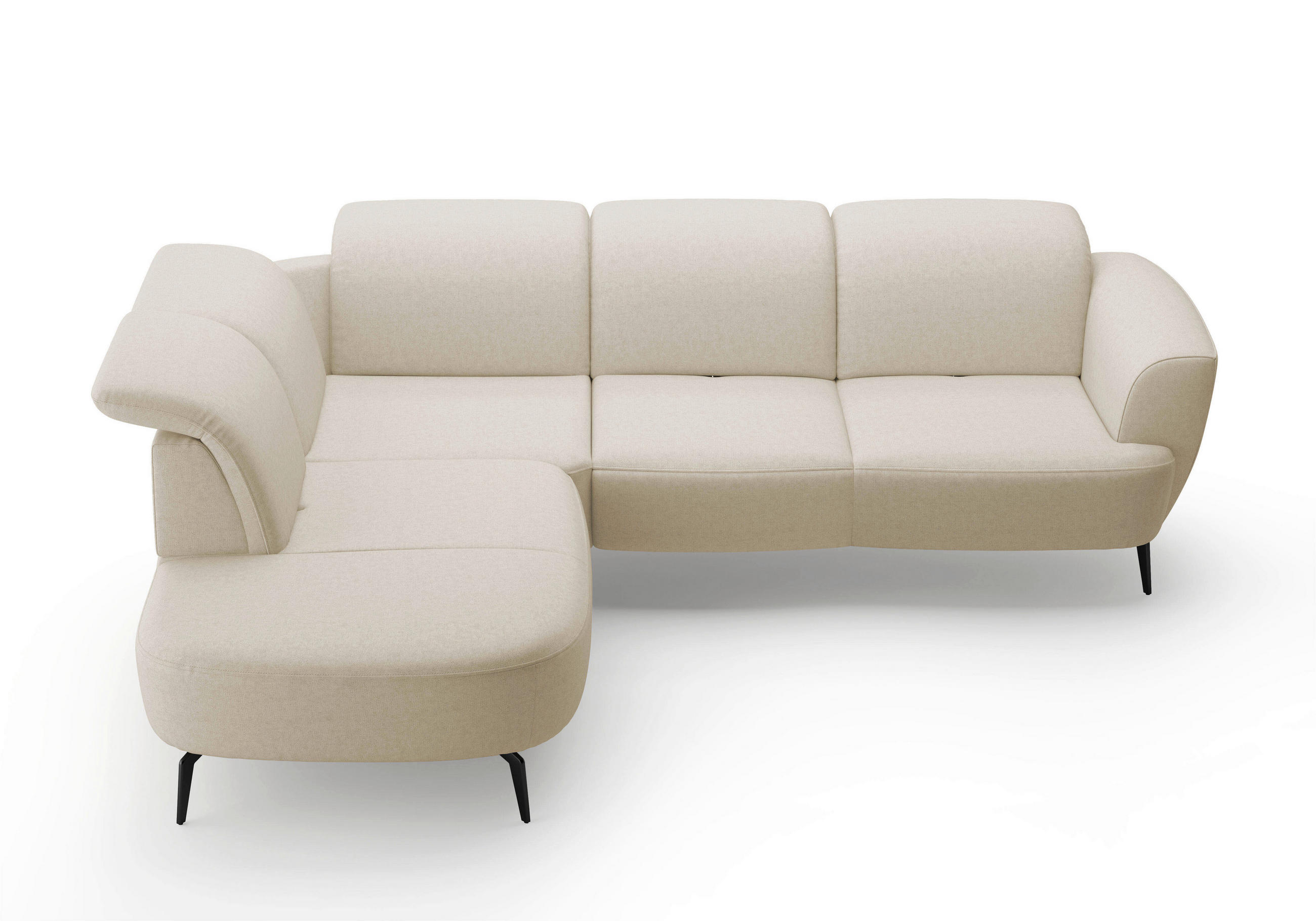 ECKSOFA in Flachgewebe Creme 267/300 cm - Creme/Schwarz, KONVENTIONELL, Textil/Metall (267/300cm) - Sit & More