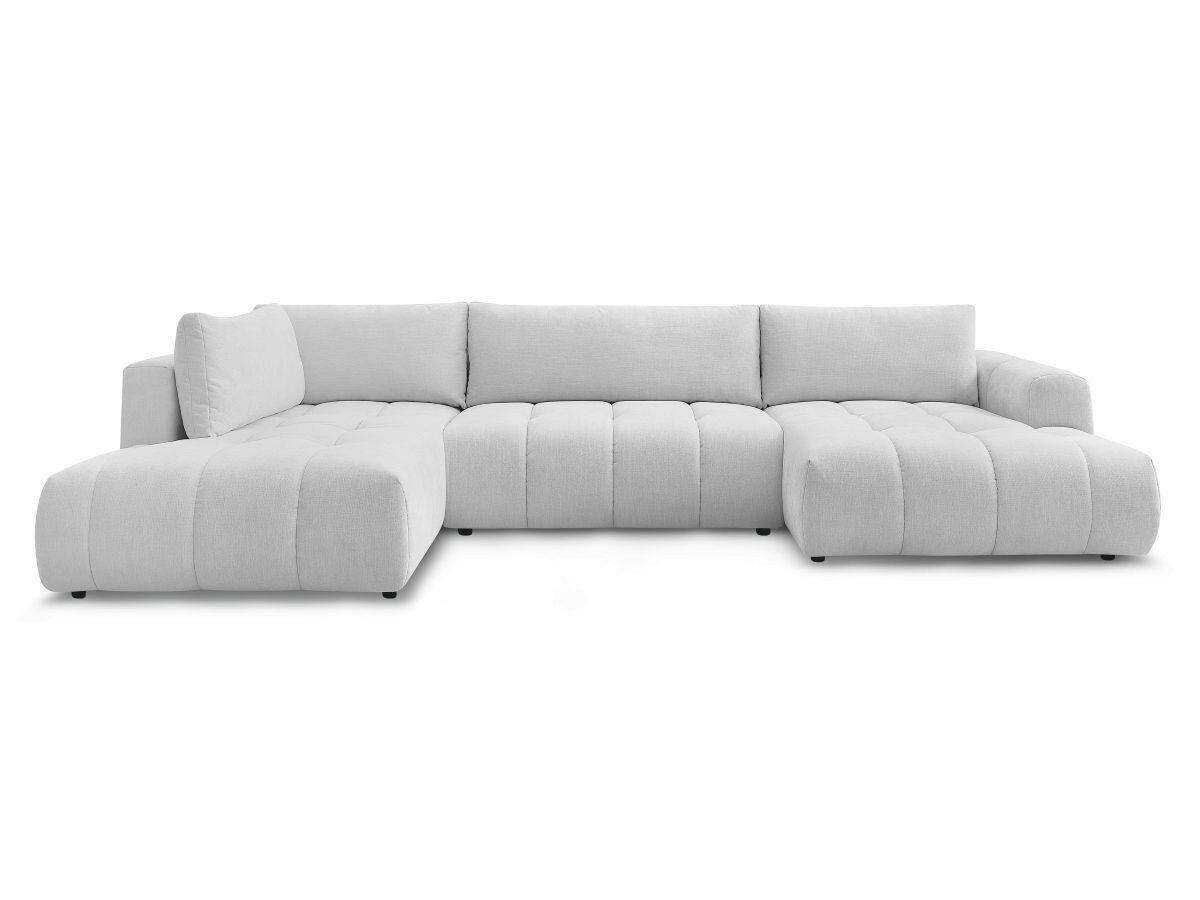 WOHNLANDSCHAFT  FUJI  Hellgrau Leinenoptik  - Hellgrau/Schwarz, MODERN, Kunststoff/Textil (204/377/160cm)