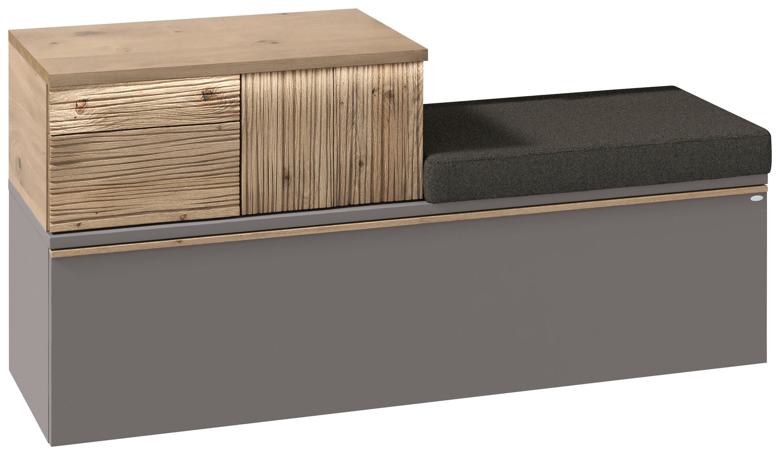 GARDEROBENBANK  in 128/62/42,9 cm  - Wildeiche/Graphitfarben, Design, Holz/Holzwerkstoff (128/62/42,9cm) - Voglauer