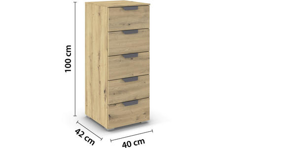 KOMMODE  in 40/100/42 cm  - Dunkelgrau/Eiche Artisan, Design, Holzwerkstoff/Metall (40/100/42cm) - Carryhome
